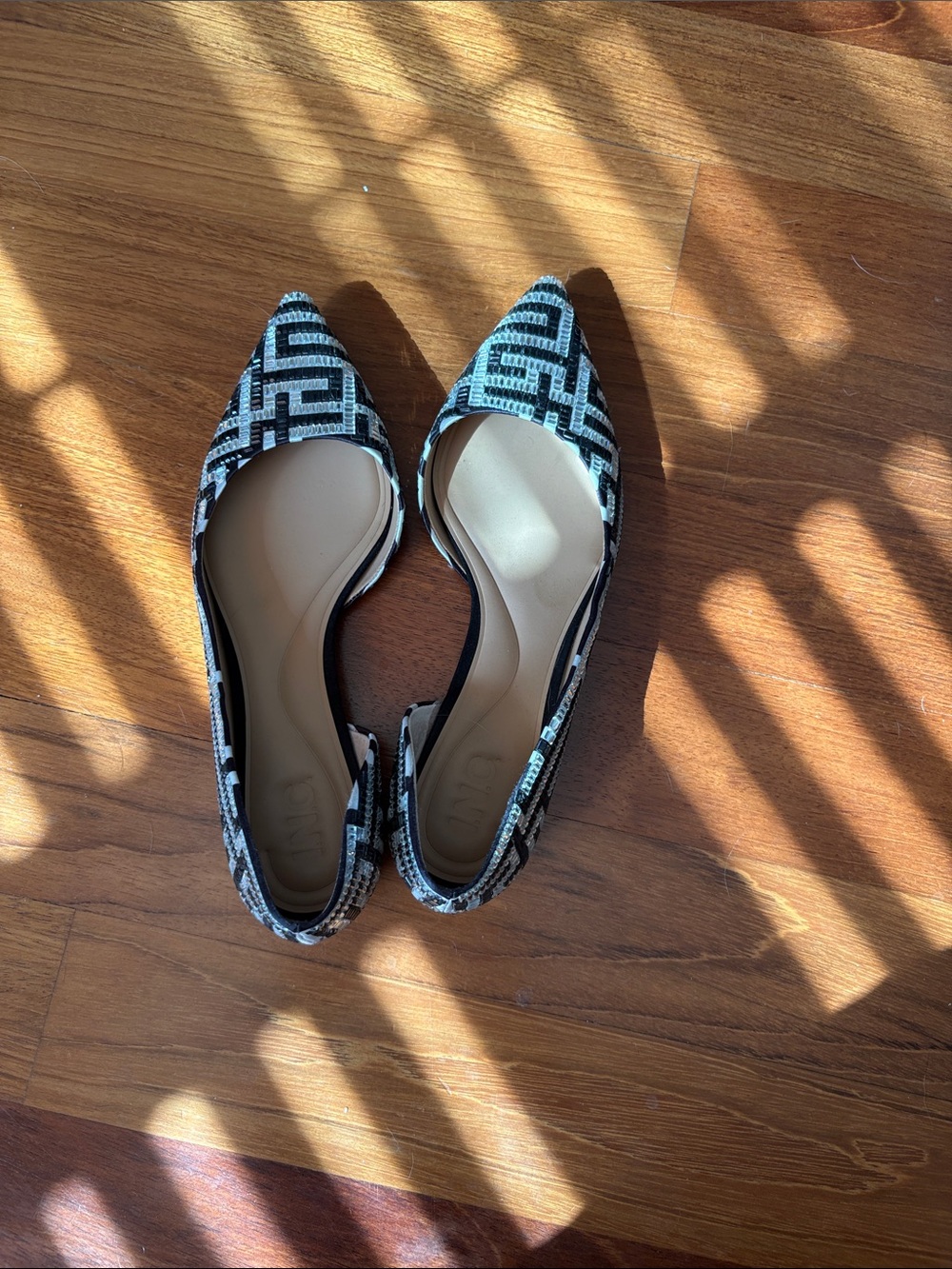 INC International Concepts Black and White Pointed D'Orsay Flats